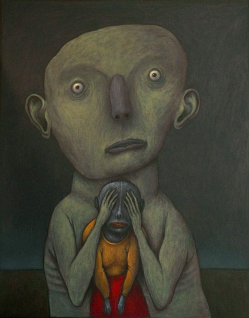 Ces dix doigs comme un masque 100×81 acrylique sur toile 2013